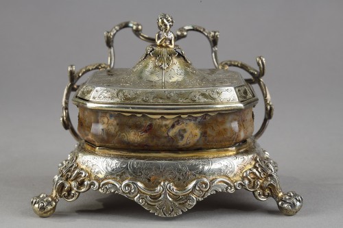 Objet de décoration Encrier - Encrier en vermeil et agate travail anglais circa 1830