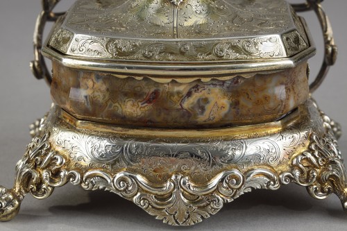  English Silver-Gilt and Agate Inkstand Circa 1830 - 