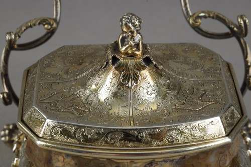  English Silver-Gilt and Agate Inkstand Circa 1830 - 