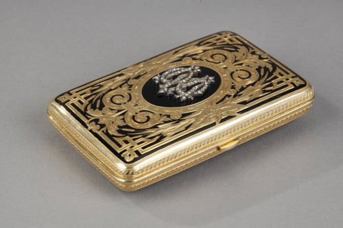 Etui à cigarettes ou à carte en or  email et diamant rose - Objects of Vertu Style Napoléon III