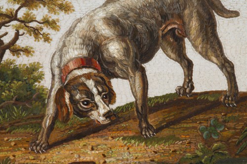 Early 19th Century Micromosaic Dog chasing a duck After GIOACCHINO BARBERI - 