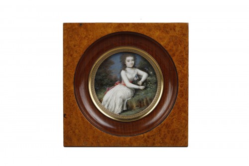Miniature on ivory portrait of a woman, 18th century