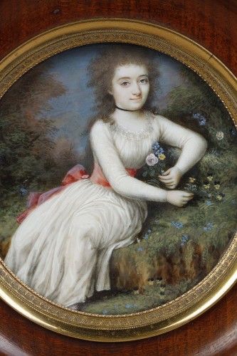 Miniature sur ivoire portrait de femme, XVIIIe siècle - Ouaiss Antiquités