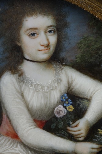  - Miniature sur ivoire portrait de femme, XVIIIe siècle