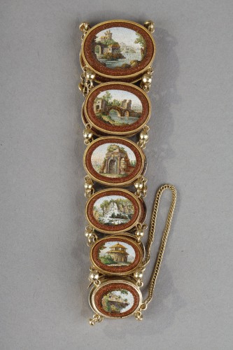 Un bracelet micromosaïque et or début 19e siècle - Bijouterie, Joaillerie Style Empire