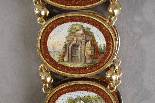 A micromosaic and gold bracelet early 19th century - Empire