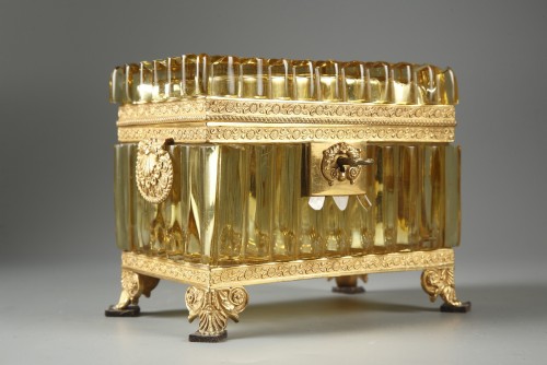 Objects of Vertu  - Early 19th century French cut crystal box in Rare Amber color. 