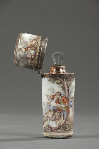 Antiquités - Limoges enamel flask  19th century 