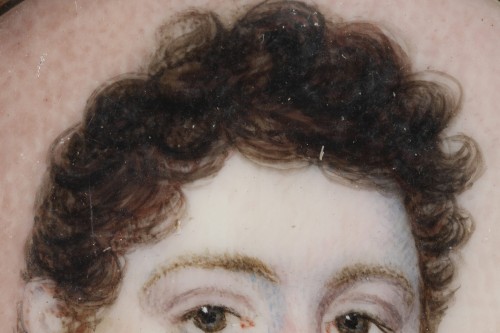 Louis-Philippe - Pendentif porte cheveux "souvenir" avec miniature, époque Louis-Philippe