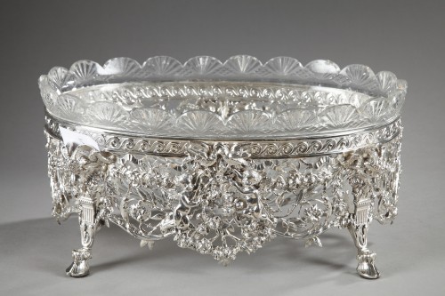 Centre de table en argent et cristal ornée de têtes de bouc - Argenterie et Arts de la table Style Napoléon III