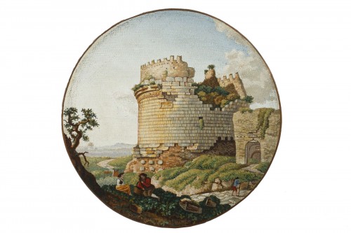 Grande Micro-mosaïque, Tombe de Cecilia Metella sur la via Appia - Rome 1800