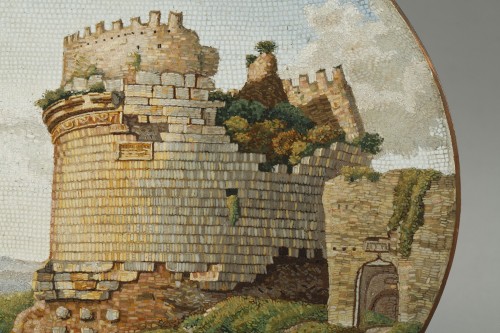 Grande Micro-mosaïque, Tombe de Cecilia Metella sur la via Appia - Rome 1800 - Ouaiss Antiquités