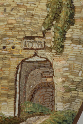 Antiquités - Grande Micro-mosaïque, Tombe de Cecilia Metella sur la via Appia - Rome 1800