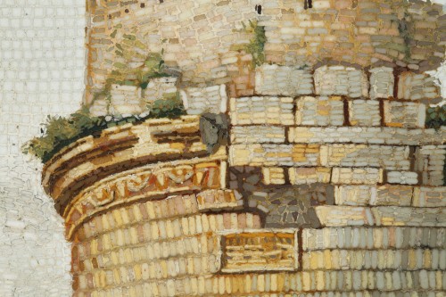 Antiquités - Grande Micro-mosaïque, Tombe de Cecilia Metella sur la via Appia - Rome 1800