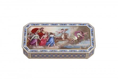 End-18th century swiss enamelled gold snuff-box by guidon, Rémond et Gide