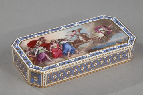 Objects of Vertu  - End-18th century swiss enamelled gold snuff-box by guidon, Rémond et Gide