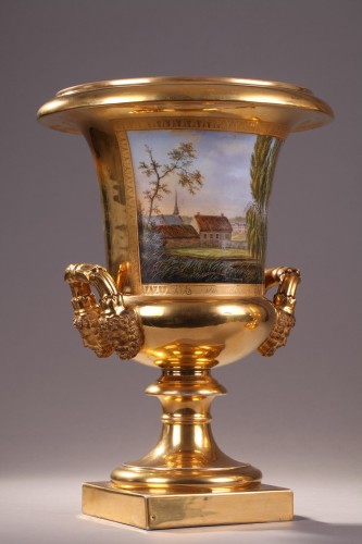 XIXe siècle - Paire de vases en porcelaine de Paris signés Feuillet circa 1820-1830