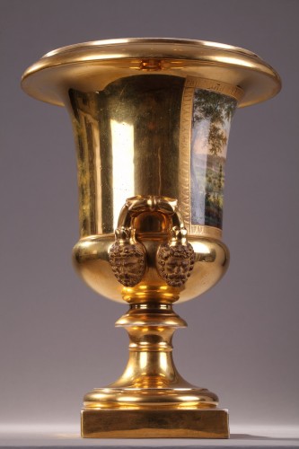 Paire de vases en porcelaine de Paris signés Feuillet circa 1820-1830 - Restauration - Charles X