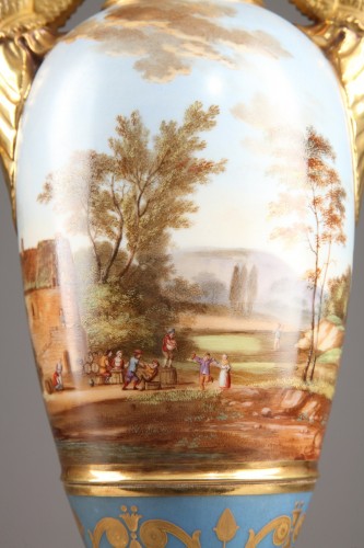 Large pair of vases in Porcelaine de Paris from the Empire - Empire