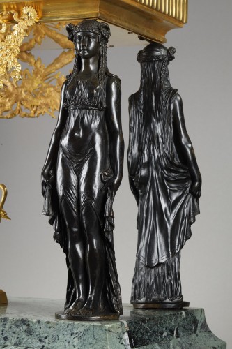 A Late 19th century centerpiece  with Empire style caryatids - 