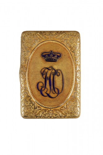 Rectangular box in gold and blue enamel