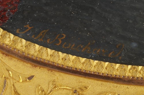 19th century - Rectangular snuffbox in gold with miniature signed Joseph Alphonse Boichard