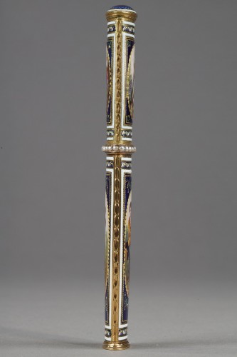 Gold and enamel needle case. Late 18th century. Swiss. - Objects of Vertu Style Louis XVI