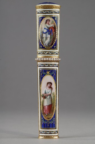 Objects of Vertu  - Gold and enamel needle case. Late 18th century. Swiss.