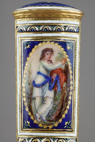 Gold and enamel needle case. Late 18th century. Swiss. - Louis XVI