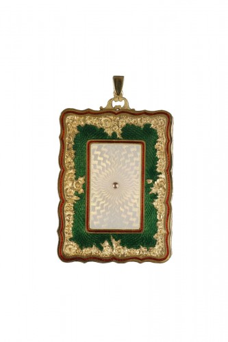 A jewelled  gold mounted and guilloché enamel Business card case