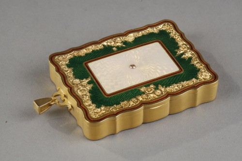 A jewelled  gold mounted and guilloché enamel Business card case - 