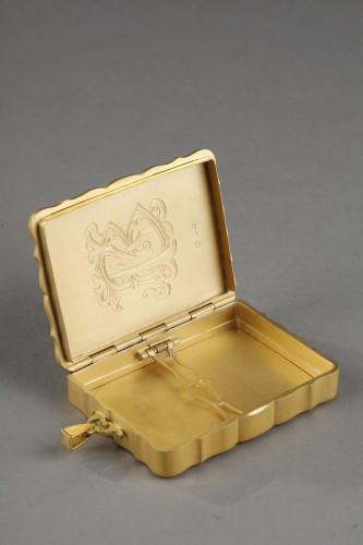 A jewelled  gold mounted and guilloché enamel Business card case - Art nouveau