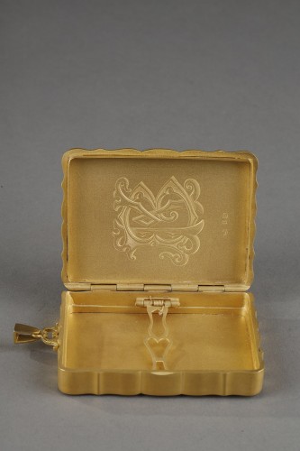 Art nouveau - A jewelled  gold mounted and guilloché enamel Business card case