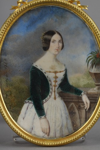 Objects of Vertu  - Portrait of a Lady. Miniature on ivory. Signed A.Jourdin. 1845.