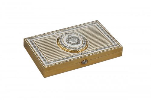 An Art Deco  gold and enamel minaudiere