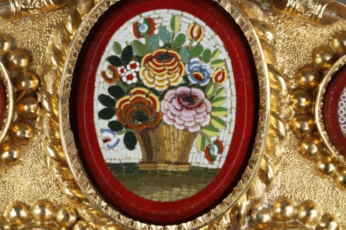 XIXe siècle - Boche avec 5 micromosaiques, 1ere moitié du 19e siècle