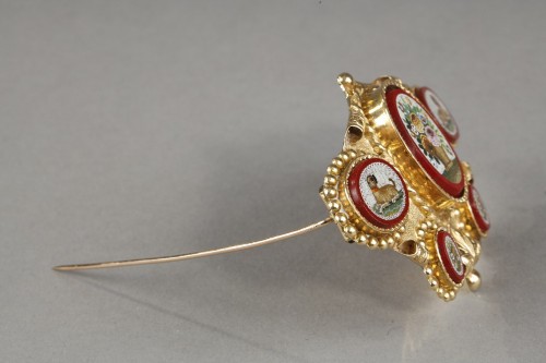 Antiquités - A brooch with five micromosaics