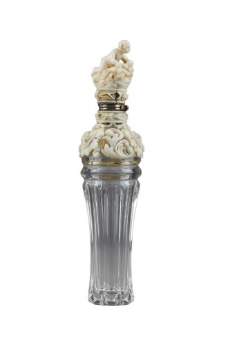 A crystal and ivory perfume bottle, 19th century