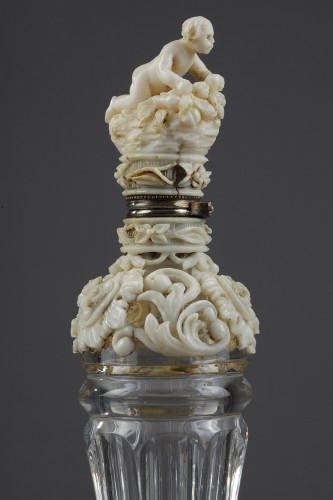 Objects of Vertu  - A crystal and ivory perfume bottle, 19th century