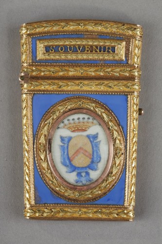 Souvenir case in gold and &quot;aventurine glass&quot; imitating lapis lazuli - Objects of Vertu Style Louis XVI