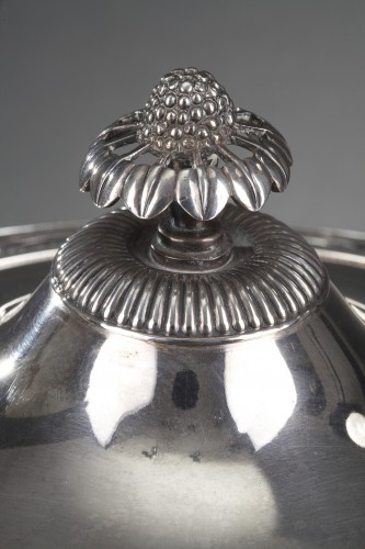 Restauration - Charles X - 19th century  silver and cut- crystal confiturier with 12 spoons, Restaurat