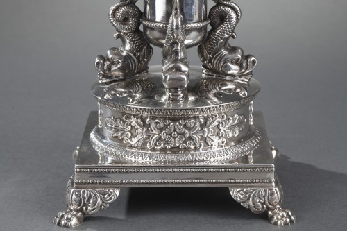 Antiquités - Confiturier en argent et douze cuillères en vermeil du XIXe siècle