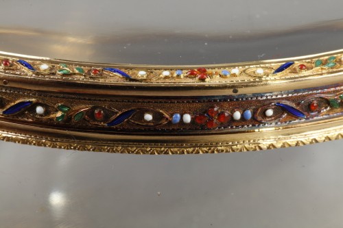 Antiquités - Boite ovale cristal de roche et or, fin du 18e siècle