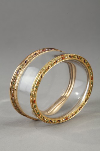 Antiquités - Boite ovale cristal de roche et or, fin du 18e siècle