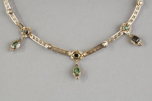 Antique Jewellery  - 19th century articulated gold and gemstone necklace