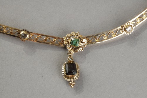 Napoléon III - Collier en or articulé et pierres précieuses du XIXe siècle