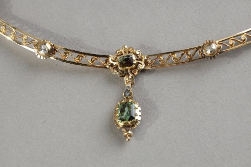 Antiquités - 19th century articulated gold and gemstone necklace