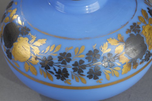 Antiquités - Two blue opaline crystal flas Restauration Period