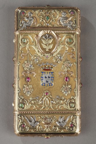 Etui en or et pierres précieuses aux armes du Duc de Morny, signé Wiese Paris - Objets de Vitrine Style Napoléon III