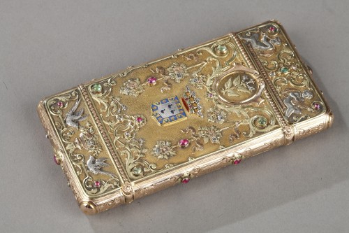 Etui en or et pierres précieuses aux armes du Duc de Morny, signé Wiese Paris - Ouaiss Antiquités